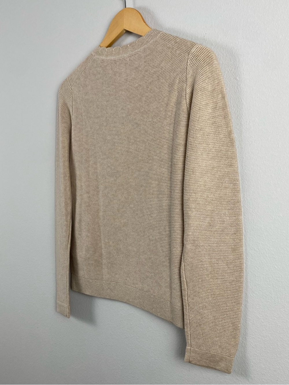 J. Crew Factory Scalloped Long Sleeve Crewneck Sweater | Heather Sandalwood - Picture 8 of 16